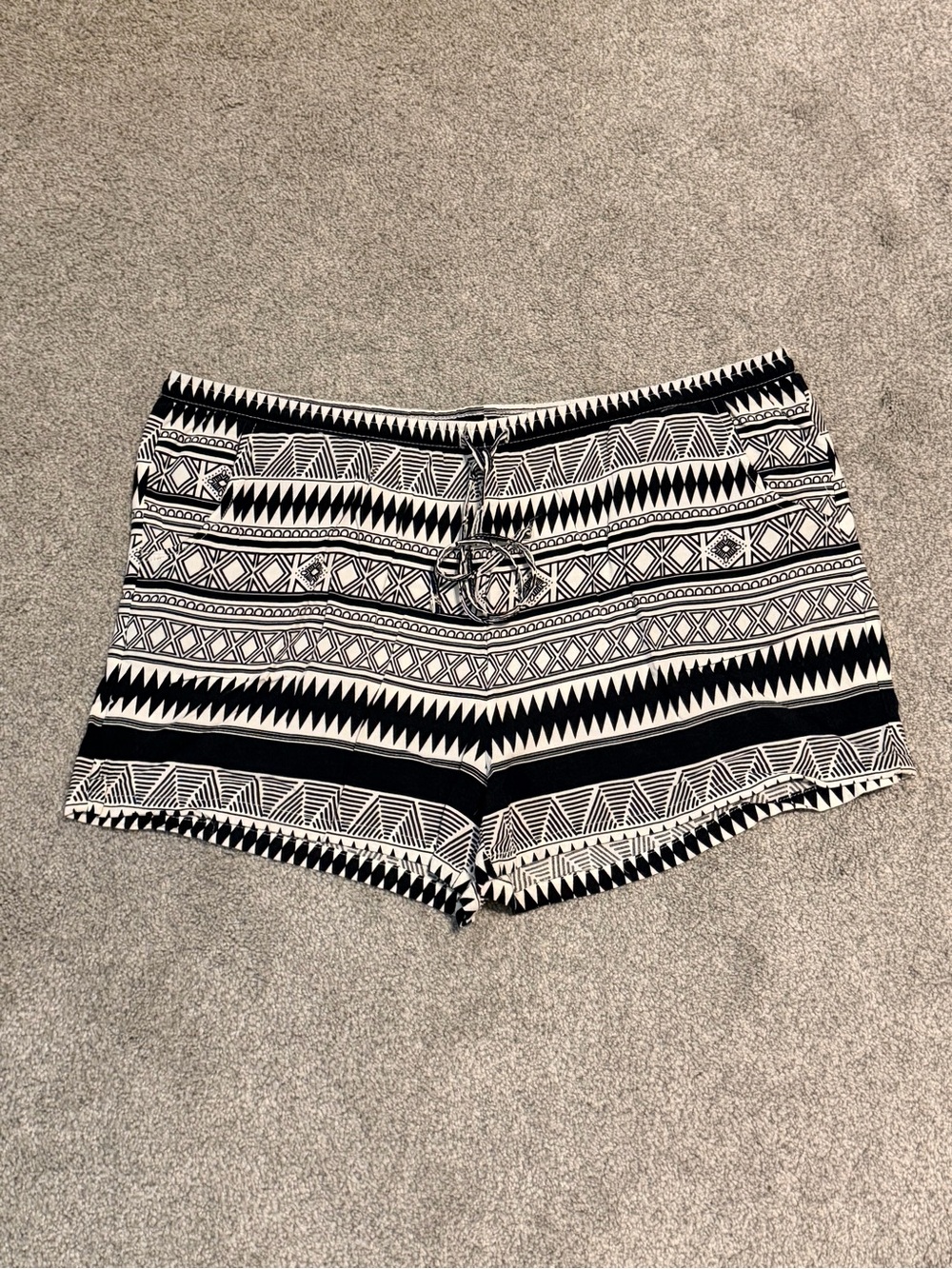 No Boundaries black and white geometric tribal-print shorts,